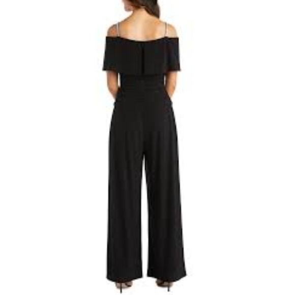 R&M Richards Womens Embellished Wide-Leg Cold-Shoulder Jumpsuit Plus Size 18 W. - Picture 14 of 14